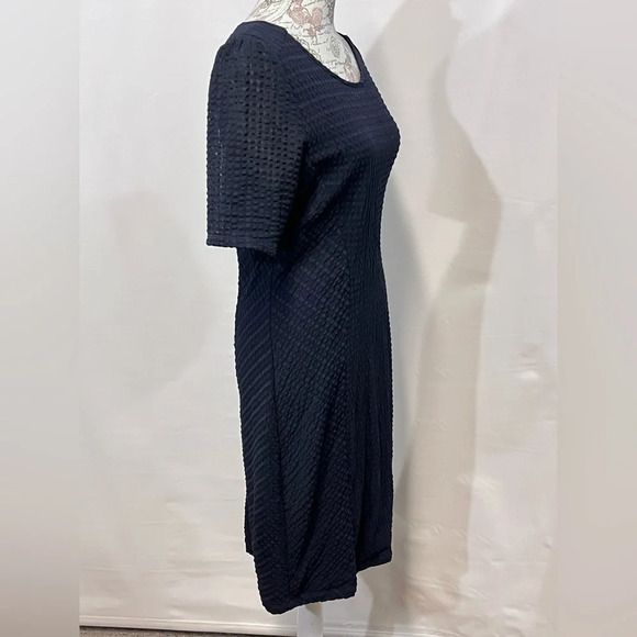MAEVE for ANTHROPOLOGIE Navy blue texture short sleeve sheath dress size L.‎ - Picture 7 of 10